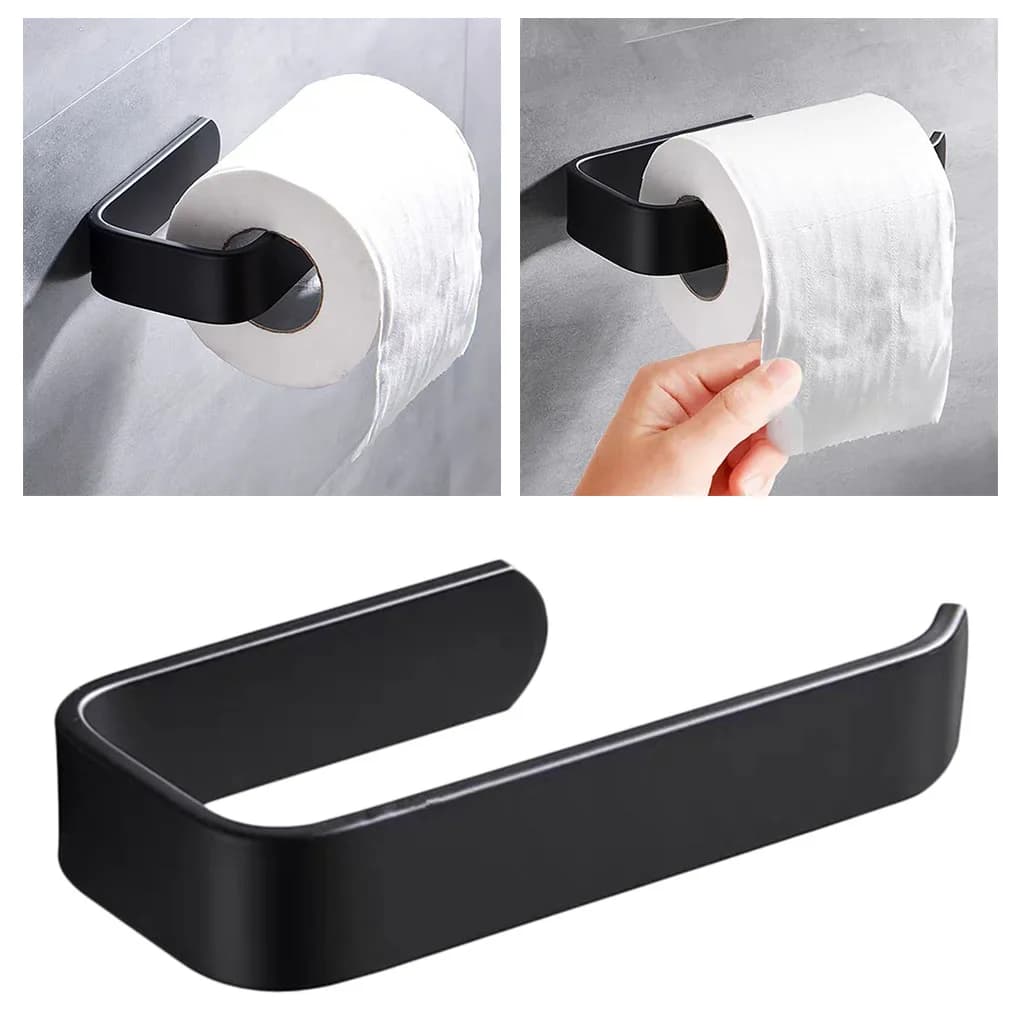 Porta carta igienica in acrilico Porta fazzoletti Accessori da bagno a parete Porta rotolo Gancio Appendiabiti moderno nero