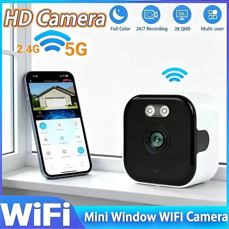 Telecamera WiFi 2.4/5GHz per Finestre 3MP con Visione Notturna a Colori, Mini Telecamera di Sicurezza per Interni che Sostituisce la Telecamera Esterna Attraverso Vetri 2026