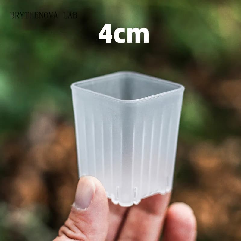 100Pcs 4cm Mini Thicken White/Transparent Square Flower Pot Seedling Cultivation Breathable Plant Succulent Pot Seed Tray