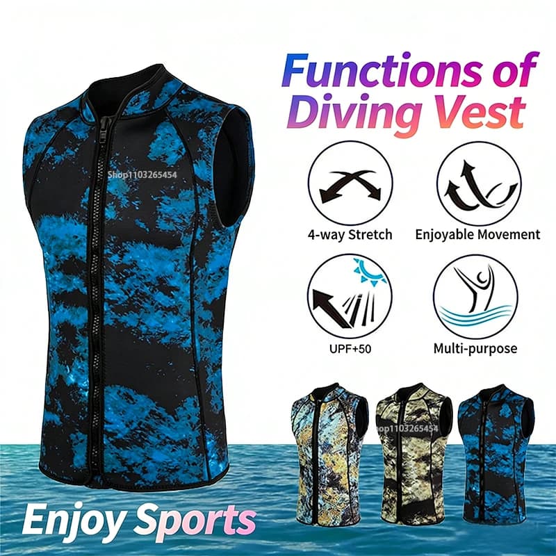Gilet da Immersione in Neoprene da 3mm per Snorkeling, Surf, Apnea, Immersioni Subacquee, Protezione Termica Anti-Meduse