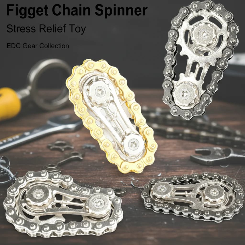 Dente per catena per bici in metallo Volano meccanico Fidget Spinner EDC Antistress Ansia Giocattolo a mano per bambini e adulti