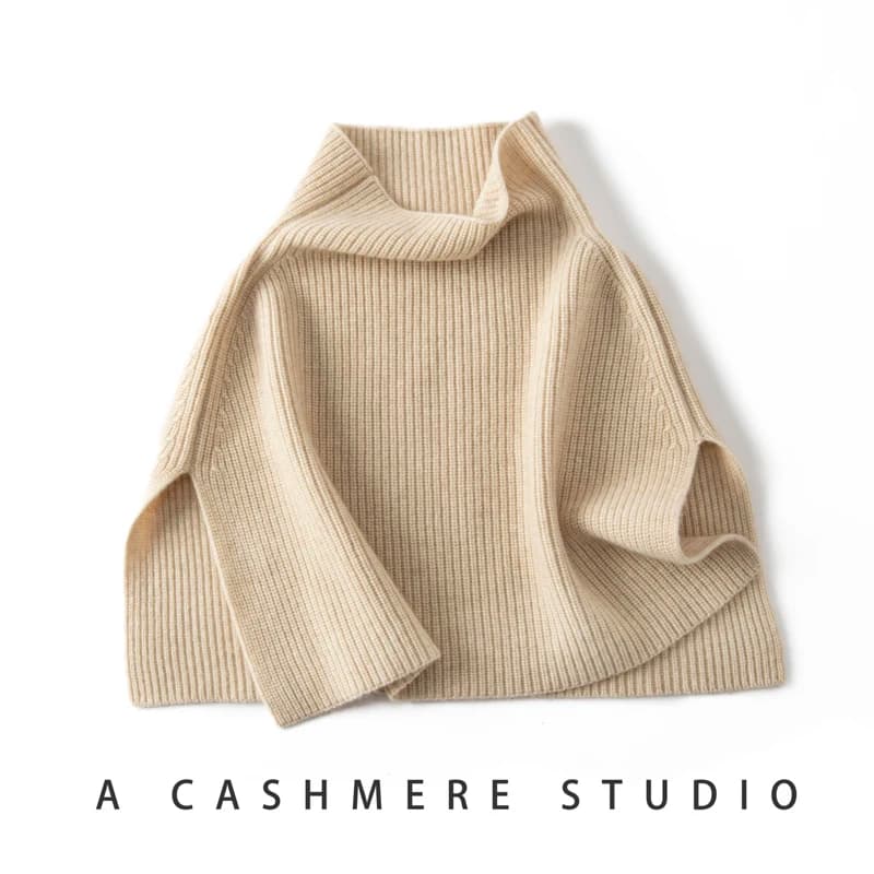 MERRILAMB Pullover Sciarpa Scialle di cashmere lavorato a maglia Sciarpe invernali Cappotto con colletto falso Bavaglino Dolcevita caldo Scialle con spacco per le donne