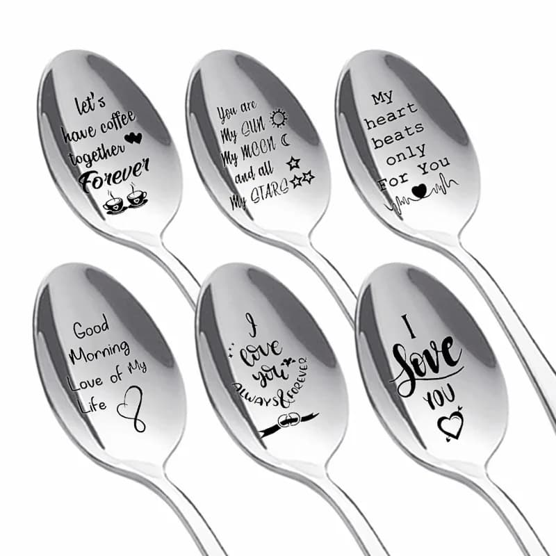 1 pz 2024 anni ti amo anniversario regalo di San Valentino per fidanzato fidanzata cucchiaio in acciaio inossidabile regali di nozze di compleanno