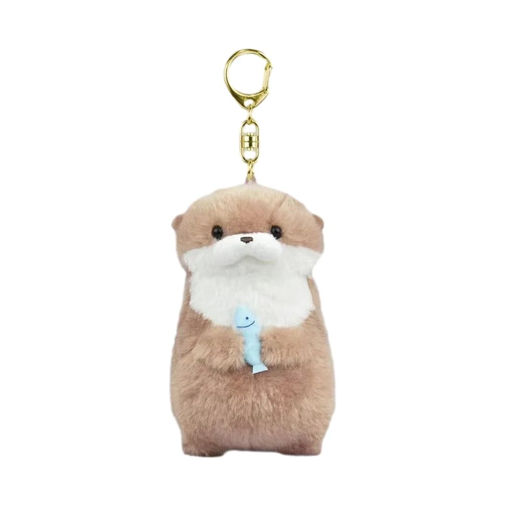 Portachiavi con Peluche di Lontra Carina che Regge un Pesce, Leggero Ciondolo Decorativo per Zaino, Portachiavi, Portafoglio, Giocattolo, Regalo, 11cm