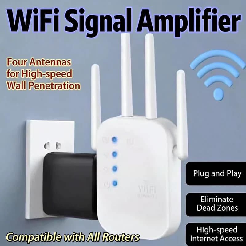 Smart WiFi Signal Booster Effective Repeater Wired Range Extender for Bedroom Improved Network Stability and Coverage