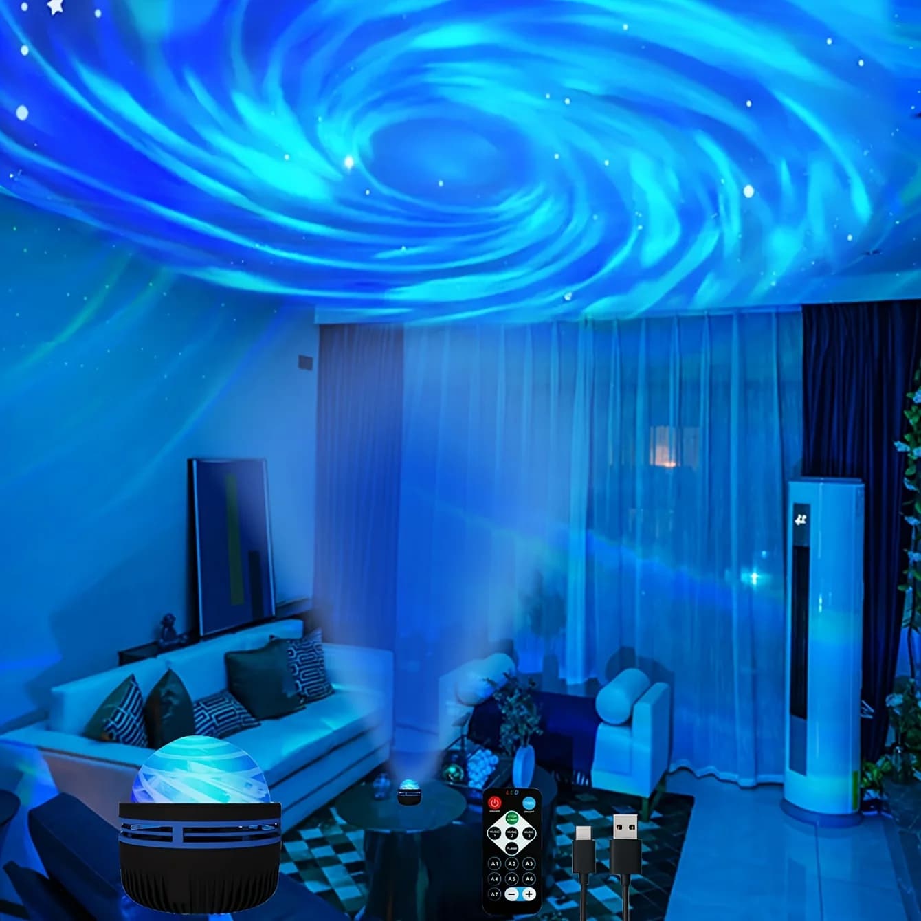 Proiettore Galaxy Star Aurora Effetti scenici Luce notturna Telecomando USB LED Sky Light per camera da letto Bambini Regalo di compleanno di Natale