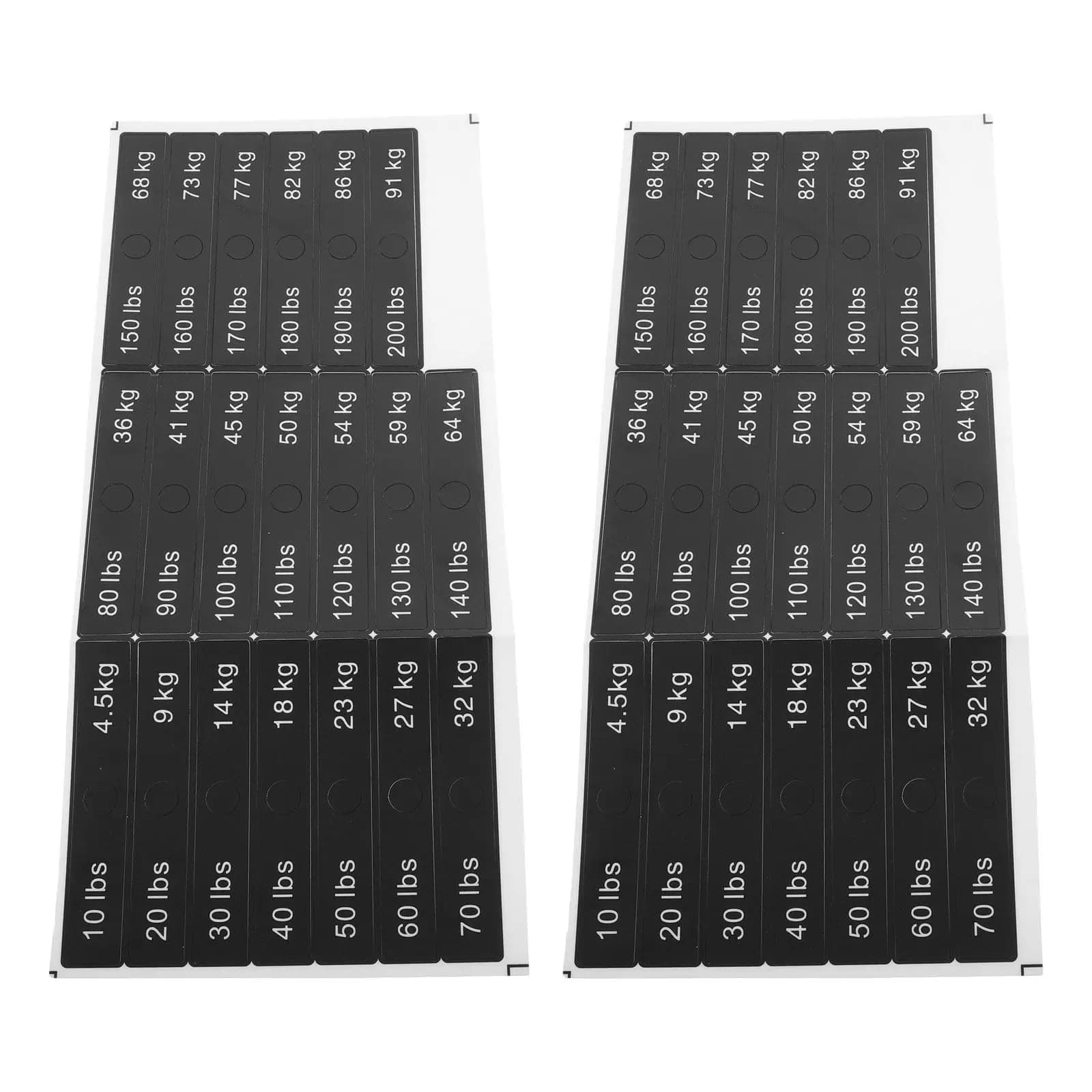 2 Sheets Weight Stack Stickers 4.5-91Kg 10-200Lbs High Precision Number Labels for Gym Machine Weight Plates Strong Adhesion