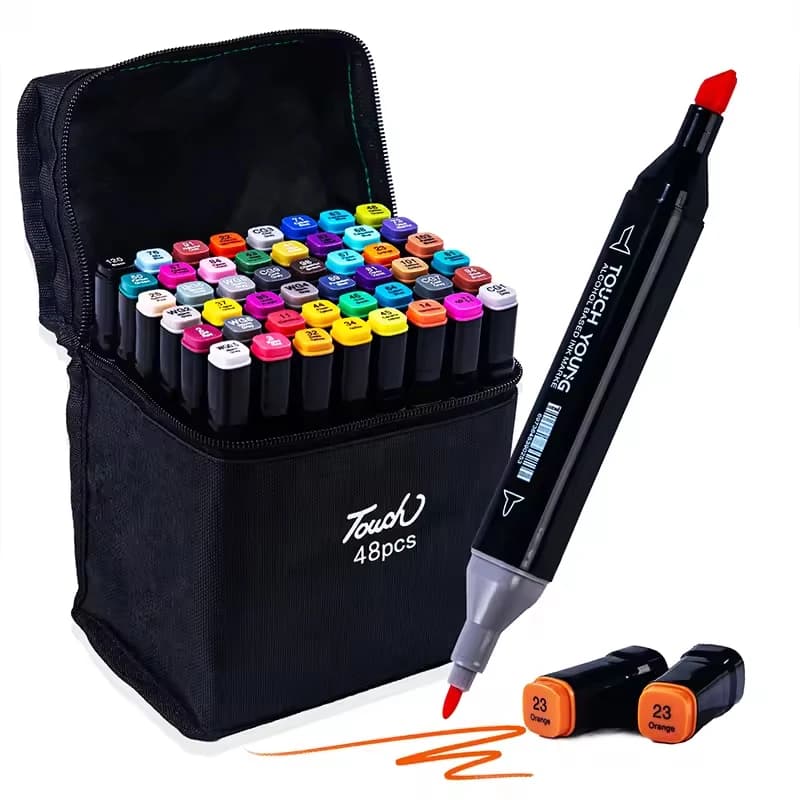 Set di 48 Pennarelli a Doppia Punta Colorati per Schizzi, Disegni e Graffiti, Pennarelli Artistici per Studenti, Materiale Scolastico, Cancelleria, Penna Gel con Punta a Pennello