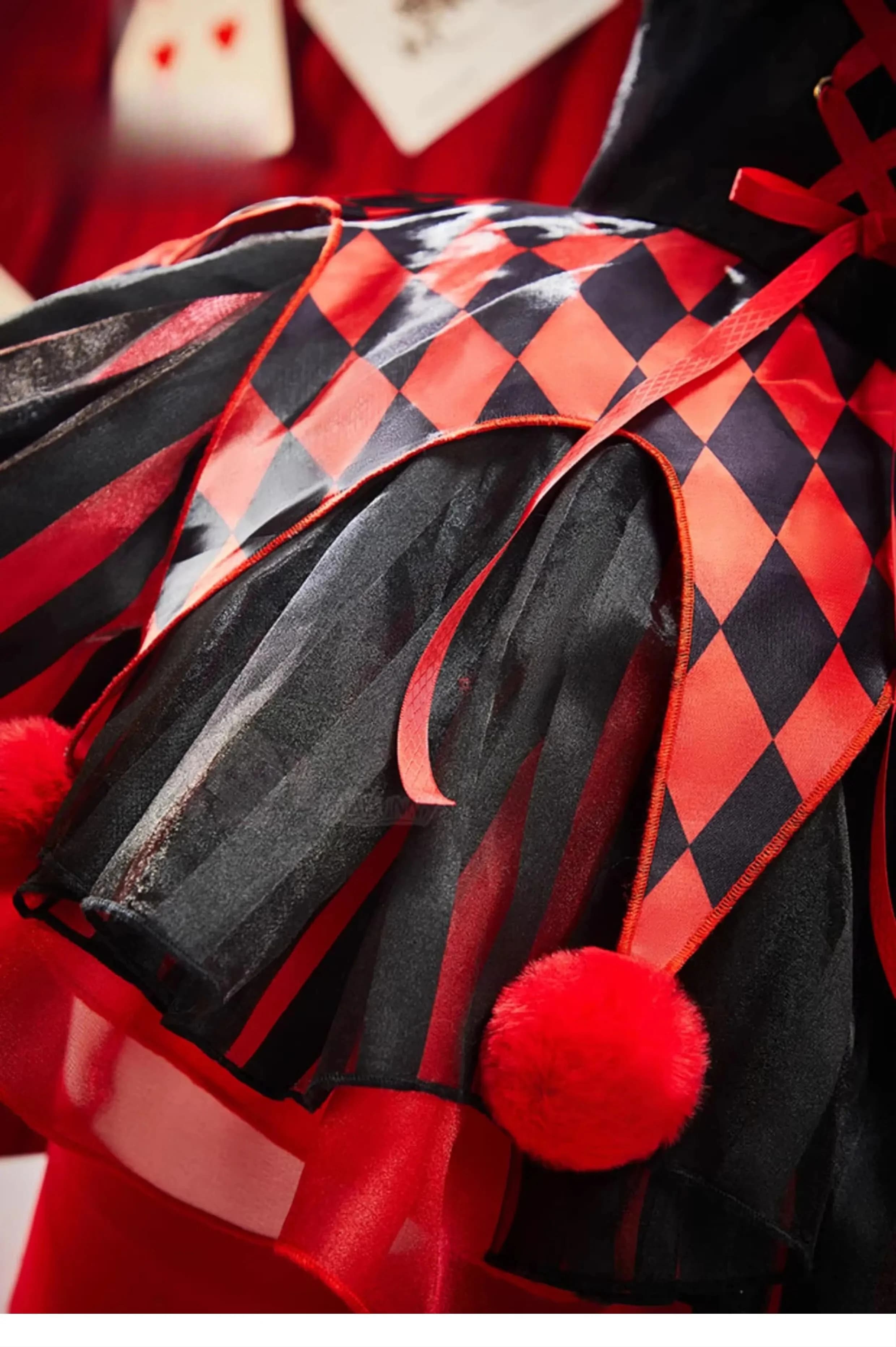Costume da Clown Grotesco per Carnevale, Abito Rosso e Nero per Halloween, Festa in Maschera HCos