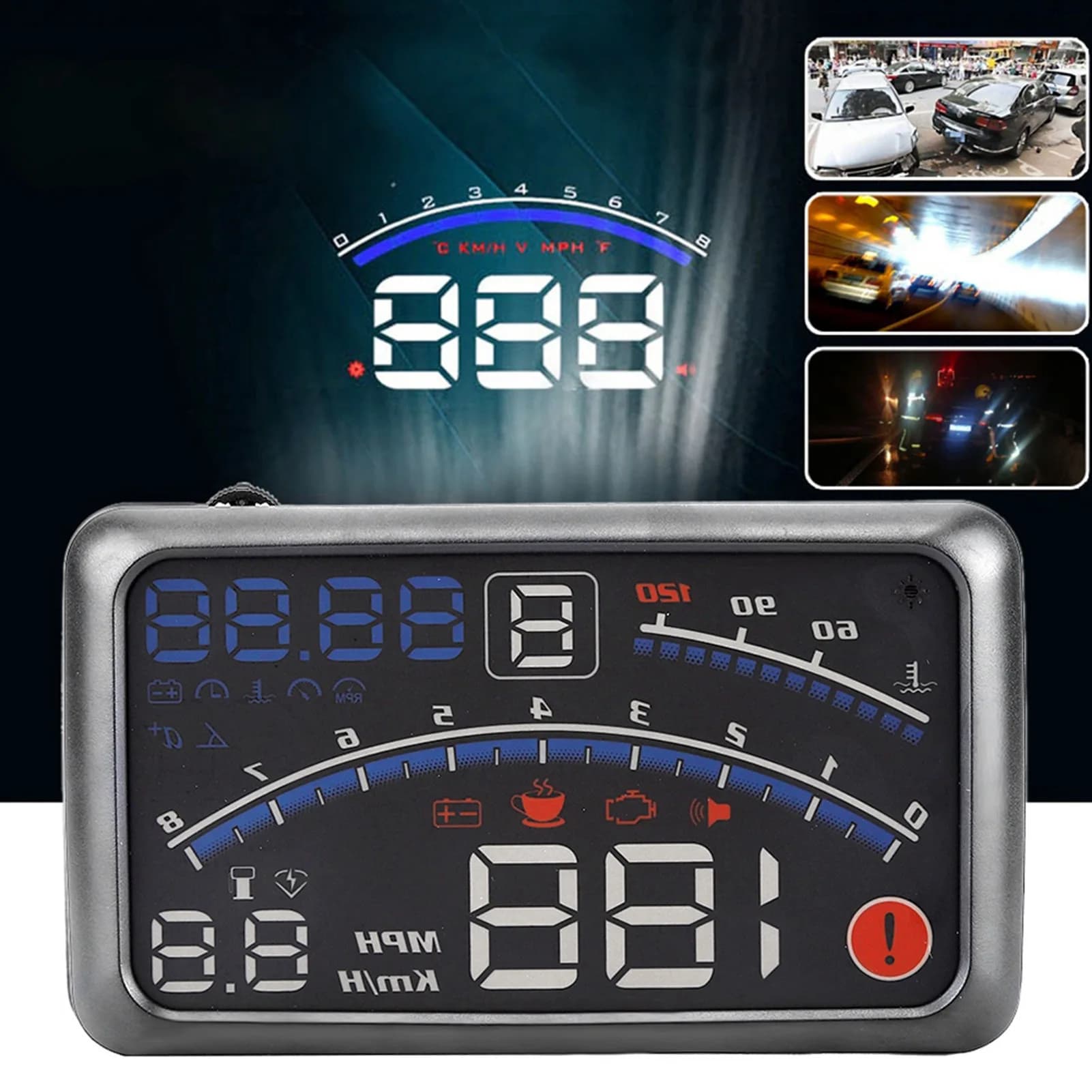 Schermo HD da 5,5 pollici HUD Head Up Display Parabrezza Proiettore Tachimetro per auto con porta OBD2 e EUOBD