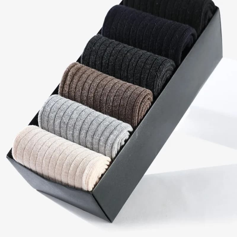Calze da Uomo Autunno Inverno a Mezza Gamba, Casual, Comode, in Cotone Morbido, Calze da Lavoro Tinta Unita, Semplici, Spesse, in Cashmere