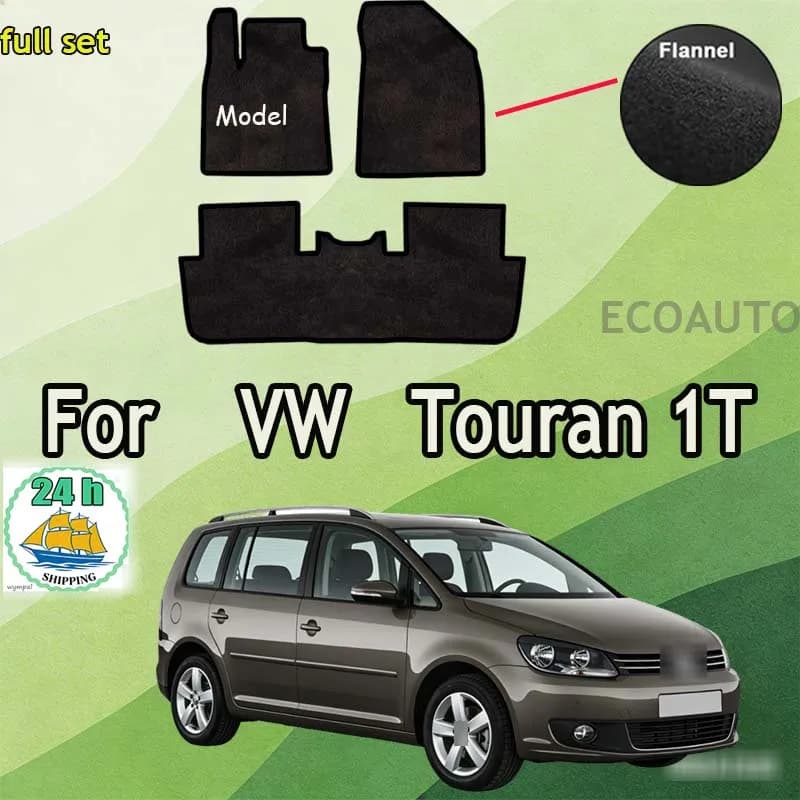 Flannel Car Floor Mats For VW Touran 1T 2004~2014 five seat Rugs Panel Footpads Carpet Cover Cape Foot Pads Sticker Accessories