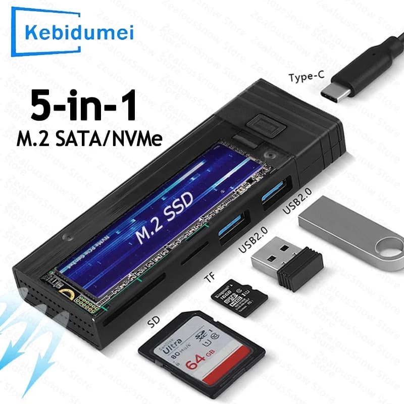 Custodia USB C HUB M.2 NVMe NGFF SSD Dock HUB tipo C 5 in 1 con funzione di archiviazione disco Lettore di schede SD TF per PC MacBook Pro Air