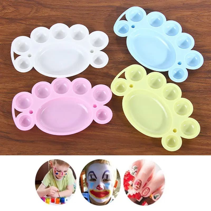 7-Compartment Plastic Paint Tray with Central Mixing Reservoir Lightweight Stackable for Kids Art Parties Watercolor Acrylic