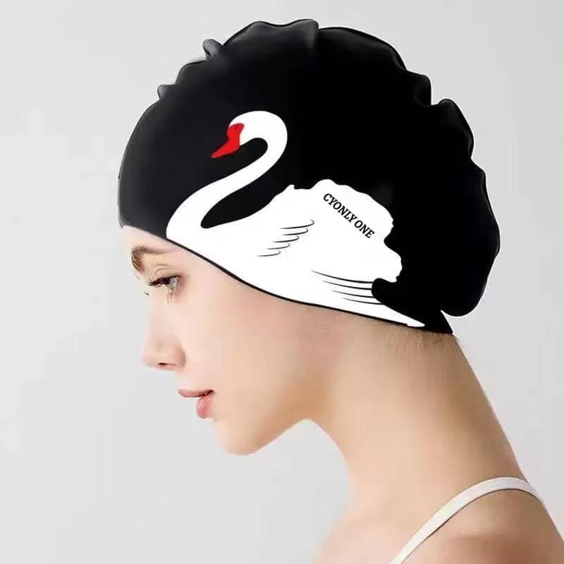 Adult swim cap, Silicone comfortable swim head for women, long and short hair