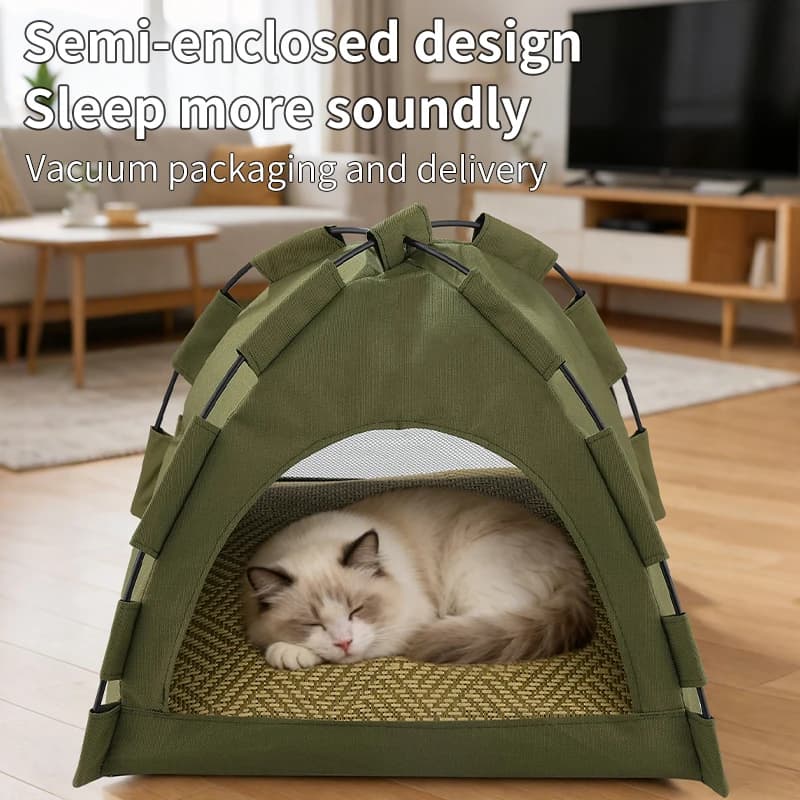 Cuccia Pieghevole per Gatti, Tenda per Animali Domestici Quattro Stagioni, Nido Traspirante Universale, Tappetino Rinfrescante Estivo, Letto Portatile da Esterno per Gatti e Cani