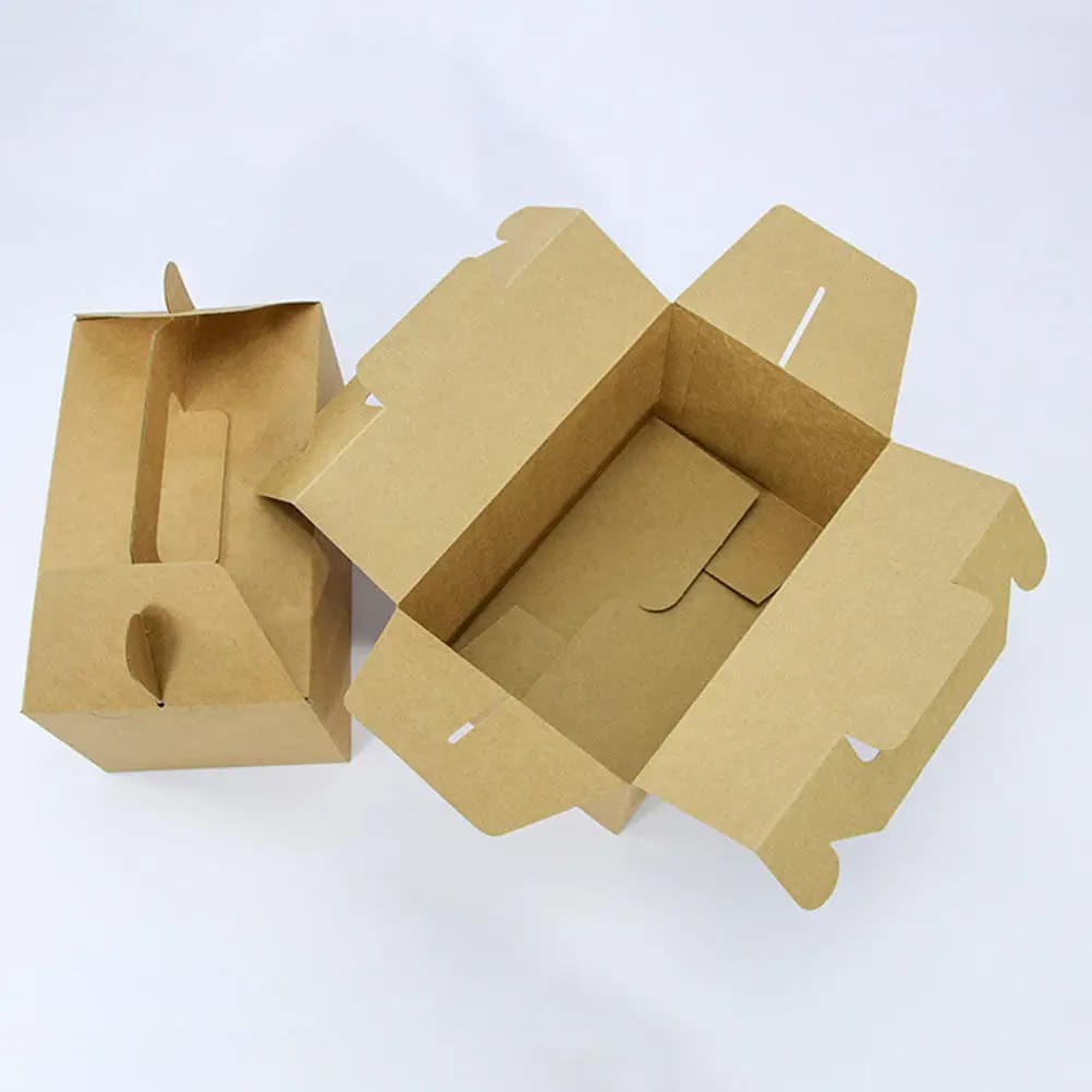25Pcs Thickened Food Grade Kraft Paper Fried Chicken Packing Boxes Versatile Disposable Food Carrying Containers for Restaurants