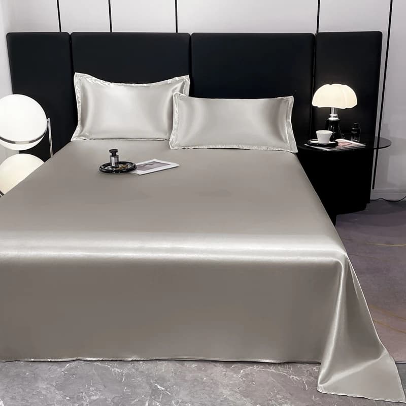 3Pcs/Set or 1Pcs Luxury Flat Sheet Rayon Satin Bed Sheet Soft Comfortable Bedsheet High-End Bedclothes Sheet and Pillowcases