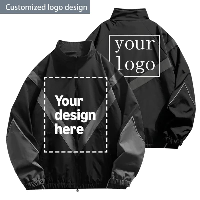 Men's Zipper Stand-Collar Racing Jacket, High Street Patchwork Jacket, Custom Logo, Outdoor Casual Sport Jacket, Spring Style