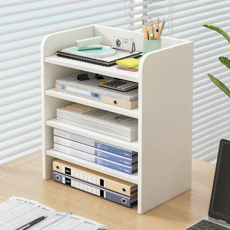 Organizzatore da Scrivania Multilivello per Ufficio, Scaffale Porta Documenti a L da Parete per Dormitorio