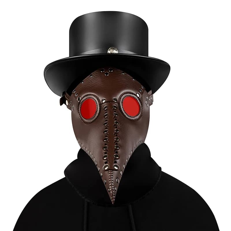❤️ ❤️ ❤️ Maschera Steampunk da Medico della Peste, Costume Cosplay Anime Halloween, Cappello in Pelle, Maschera Horror per Travestimento, Maschera Nera per Occhi e Viso ❤️ ⭐️ ❤️