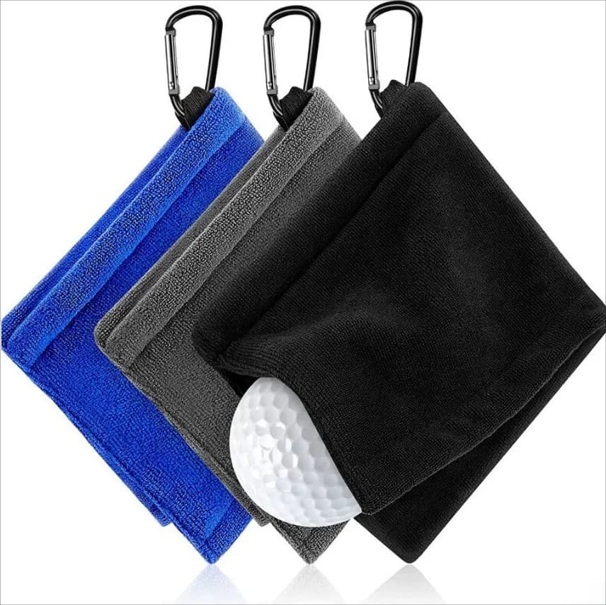 Asciugamano quadrato per la pulizia della pallina da golf in microfibra con detergente per l'assorbimento d'acqua con gancio a moschettone