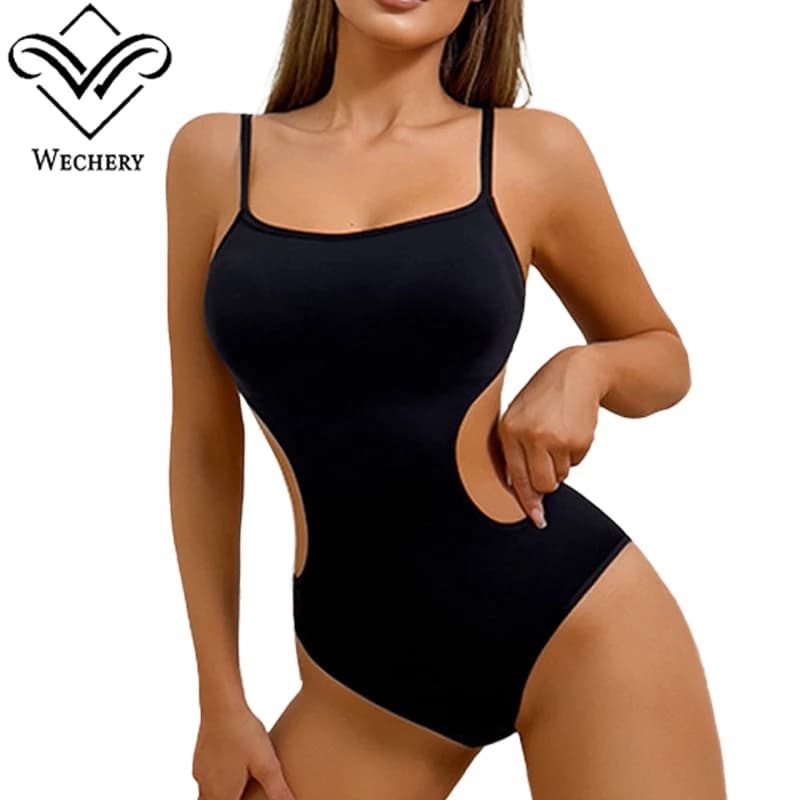 Body Modellante Donna Wechery Senza Cuciture con Schiena Scoperta, Effetto Push-Up, Intimo Modellante, Top Snellente Vita Scavata, Costumi da Bagno Resort