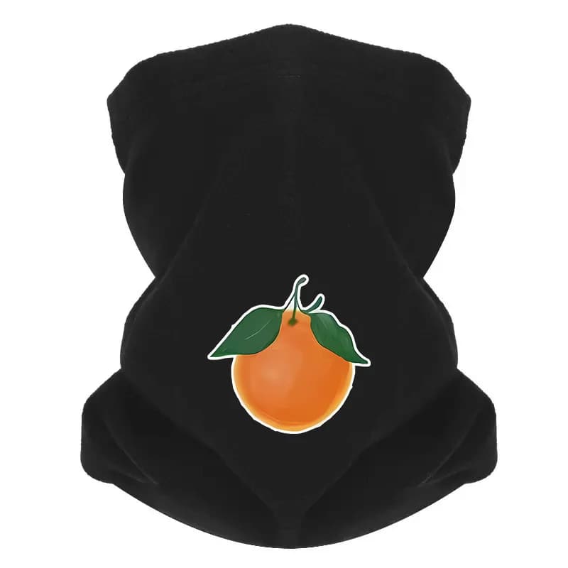 Foglie di frutta arancioni ramo sfondo nero Uomo Sciarpa da esterno Maschera Ghetta per il collo Cappello Berretto da donna Copricapo Antivento Mantieni caldo l'inverno