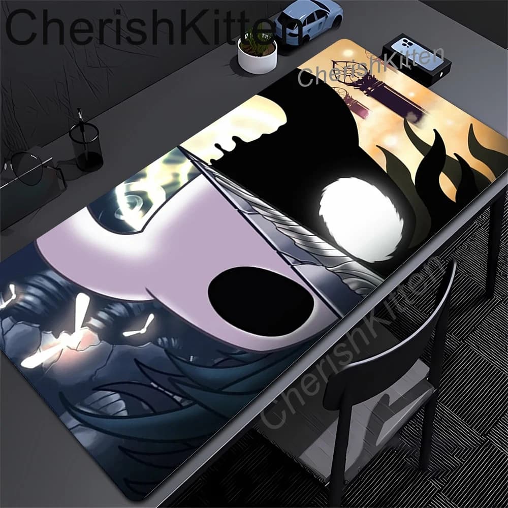 Anime Game Hollow Knight Mousepad Laptop Gaming Accessories Mouse Pad Keyboard Rug PC Blue Flower Kawaii Desk Mat For Teens Gift