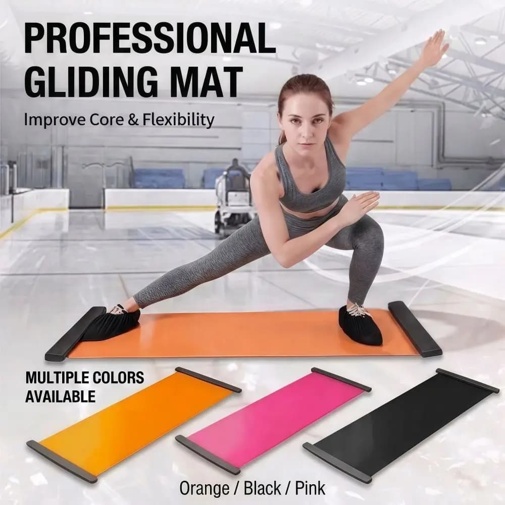 Multifunctional Swivel Table for Fitness, 140cm 180cm 200cm, Sliding Yoga Mat, for Toning Legs, Aerobic Exercises and Core Training