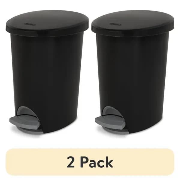 (confezione da 2) 2,6 galloni Ultra ™ Cestino per rifiuti StepOn, piccolo pattumiera in plastica, passo da aprire, nero
