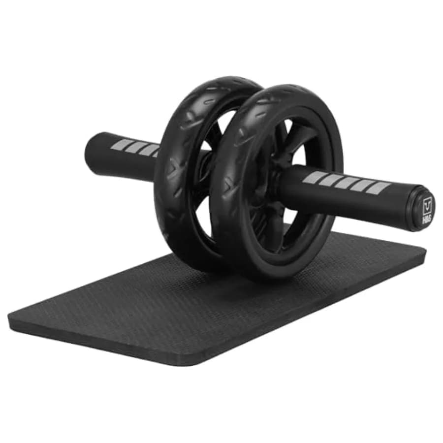 Wheel for Abdominals - Gear for Abdominal Exercises and Core with Extra Mat Thickness for Knee - Double Swivel Wheels - Home Training