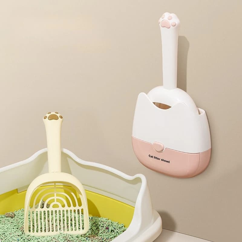 Set Multifunzionale per Lettiera per Gatti con Paletta Integrata, Paletta per Escrementi di Gatto Bicolore, Accessori per Animali Domestici