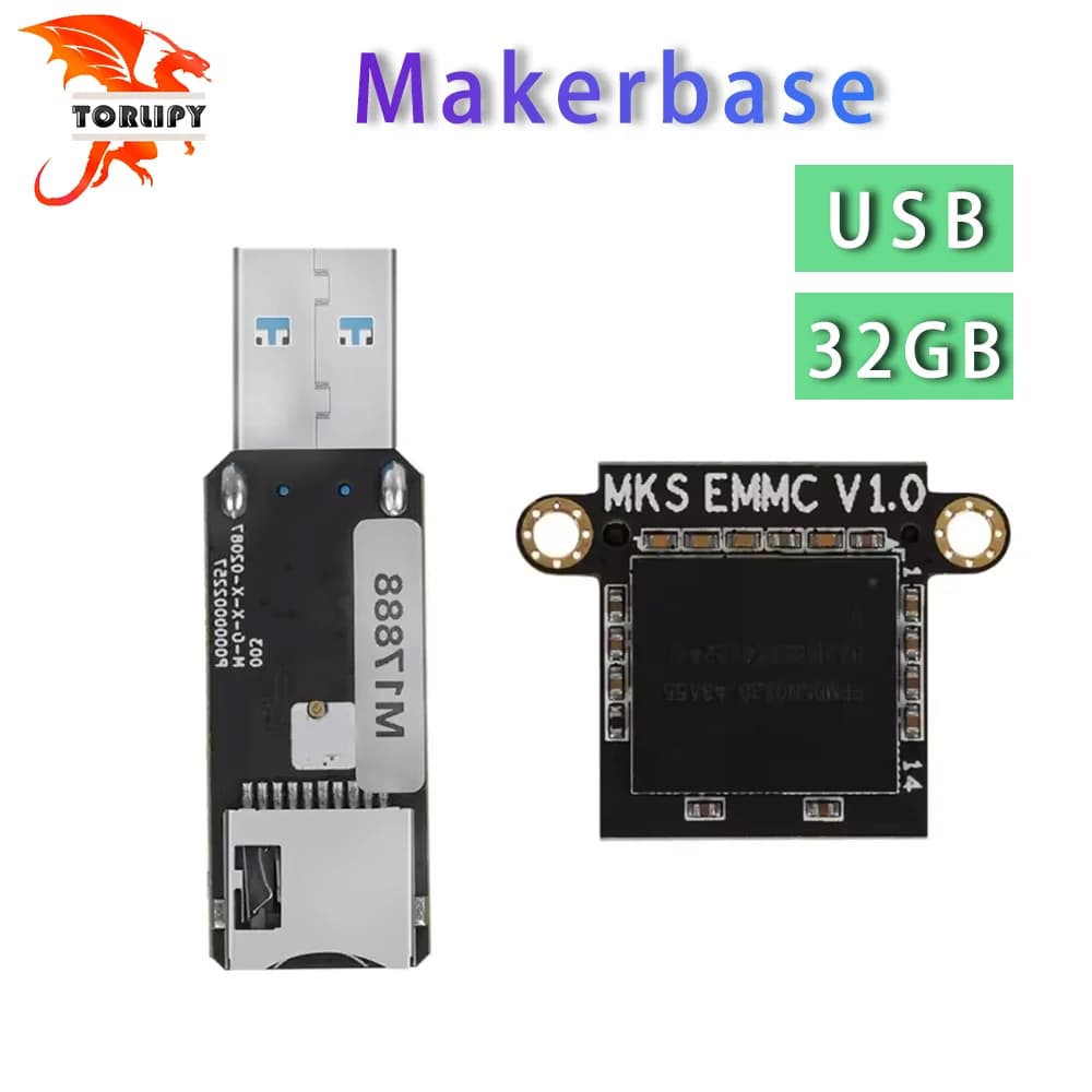 Makerbase MKS EMMC-ADAPTER V2 Lettore USB 3.0 Scheda di espansione di memoria da 32 GB Per modulo MKS EMMC Scheda Micro SD TF MKS Pi MKS SKIPR 3D