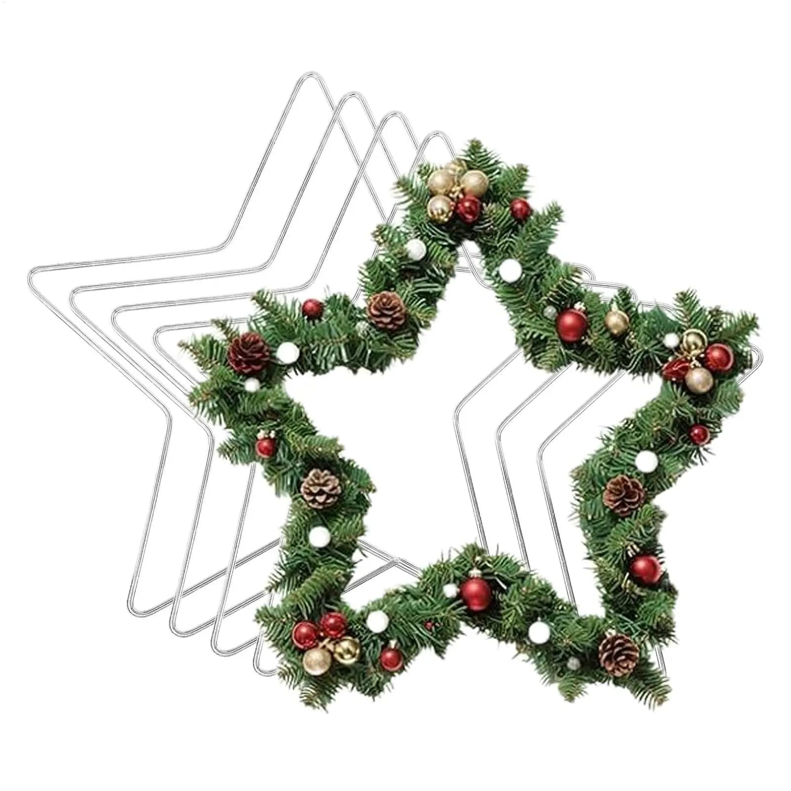 5pcs Metal Rings handicraft kit 8 Inch Star Wreath Suncatcher Frame Dream Catcher DIY Tool Christmas Wind Chime Hanging Decor