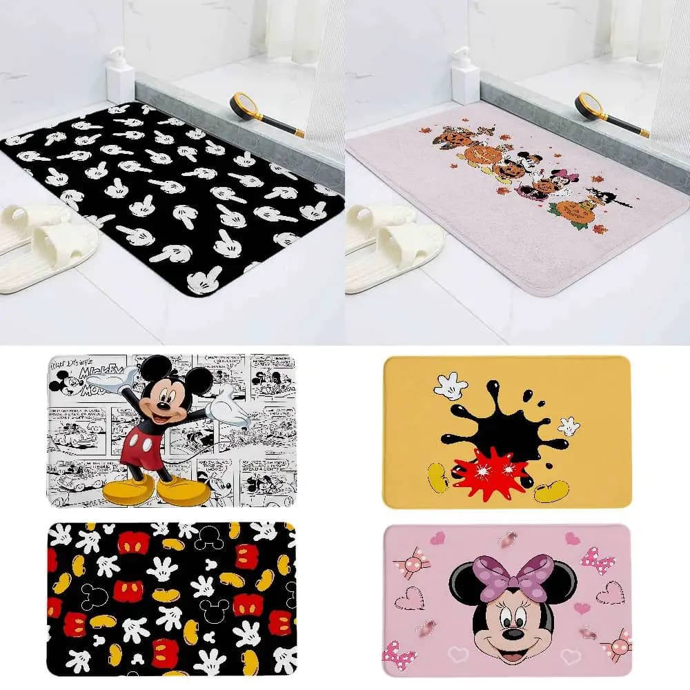 Simpatici tappetini M-Mickey Mouse per la casa, tappeto per lavanderia, per l'arredamento del soggiorno, area lounge, tappetino antiscivolo, zerbino d'ingresso