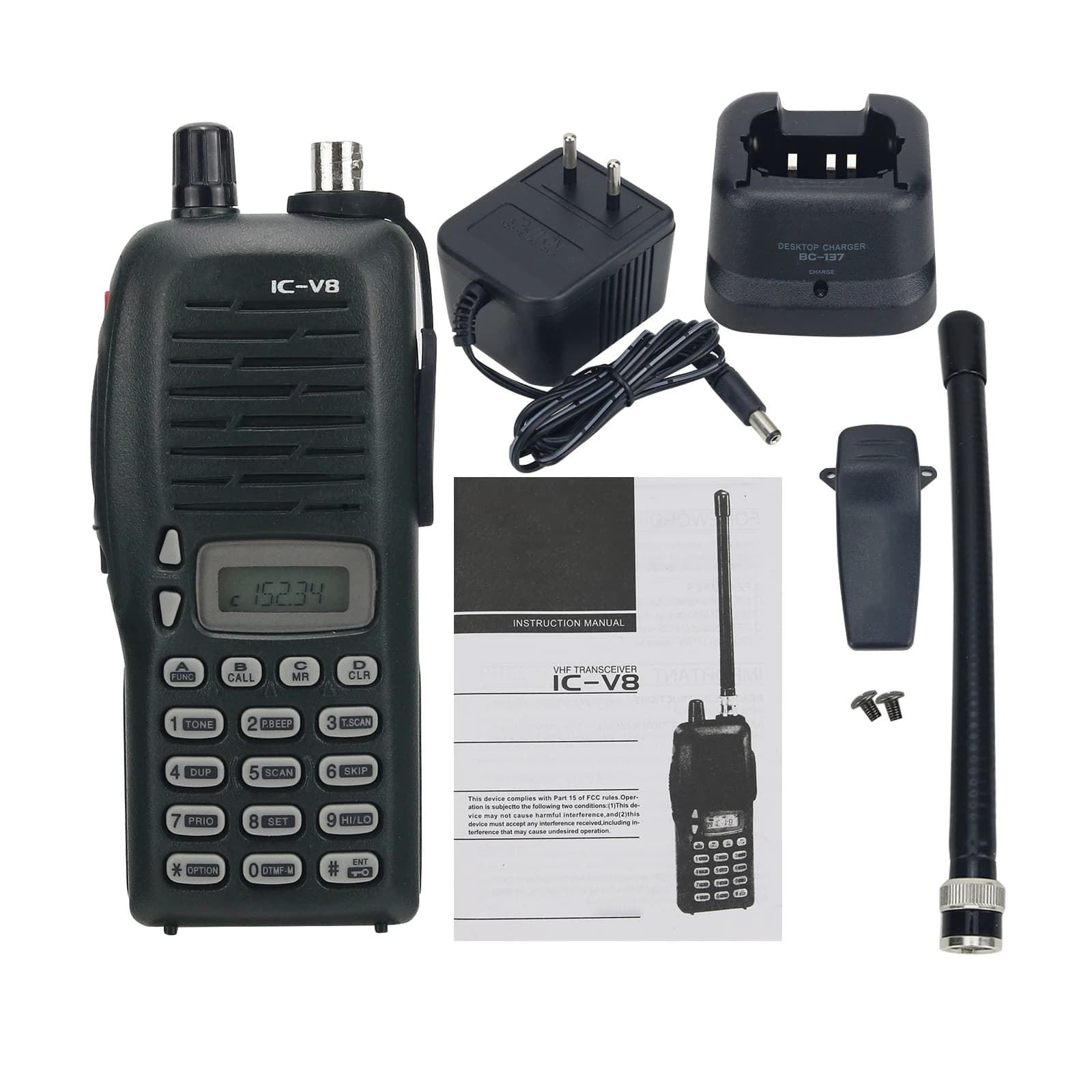 Ricetrasmettitore VHF IC-V8 5.5W, Radio Portatile ad Alte Prestazioni con Batteria Ni-MH da 1650mAh per ICOM