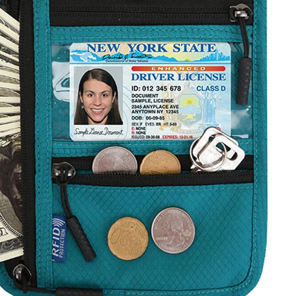 Porta Passaporto da Collo da Viaggio, Custodia Porta Documenti e Carte per Uomo e Donna
