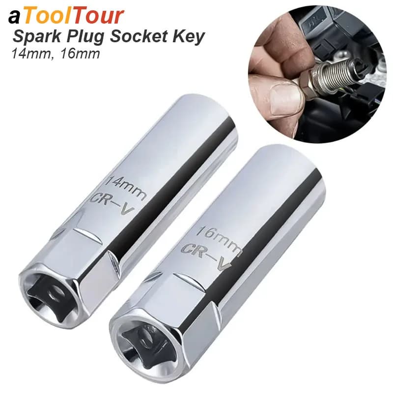 Chiave a bussola per candela Adattatore chiave 14 16mm Installa Sostituisci Kit di riparazione Coppia magnetica Rimuovi lo spazio di rimozione Strumento AUTO meccanico