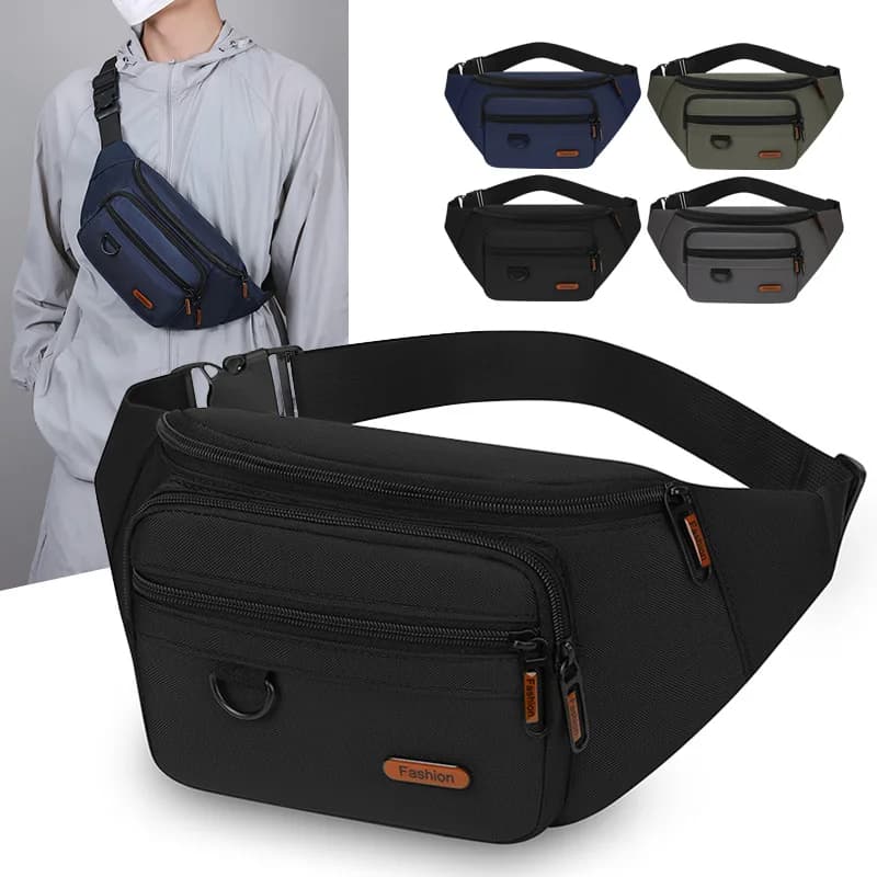 Waterproof Men's Waist Bag with Adjustable Shoulder Strap for Running Sport - Quick Access Outdoor Waist Bag
