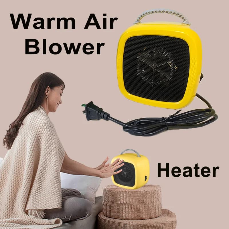 Piccolo riscaldatore domestico Mini termoventilatore da tavolo Interruttore a pulsante con maniglia Scaldino per riscaldamento invernale Riscaldatore dedicato per ufficio di potenza