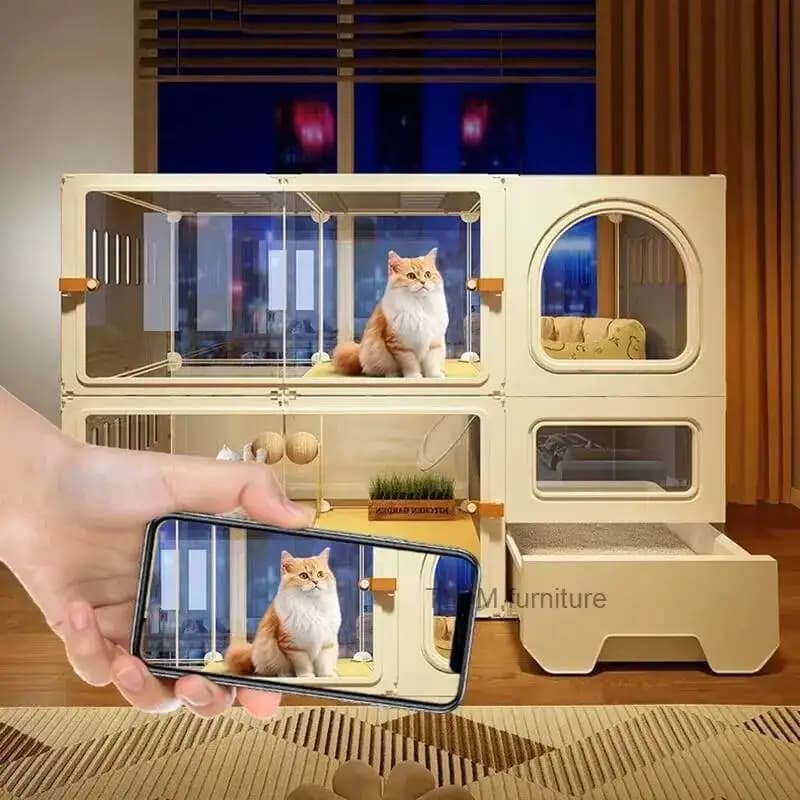 Gabbie per gatti minimaliste per uso domestico con lettiera per gatti Casa integrata Piccolo appartamento Gabbia salvaspazio per interni per gatti