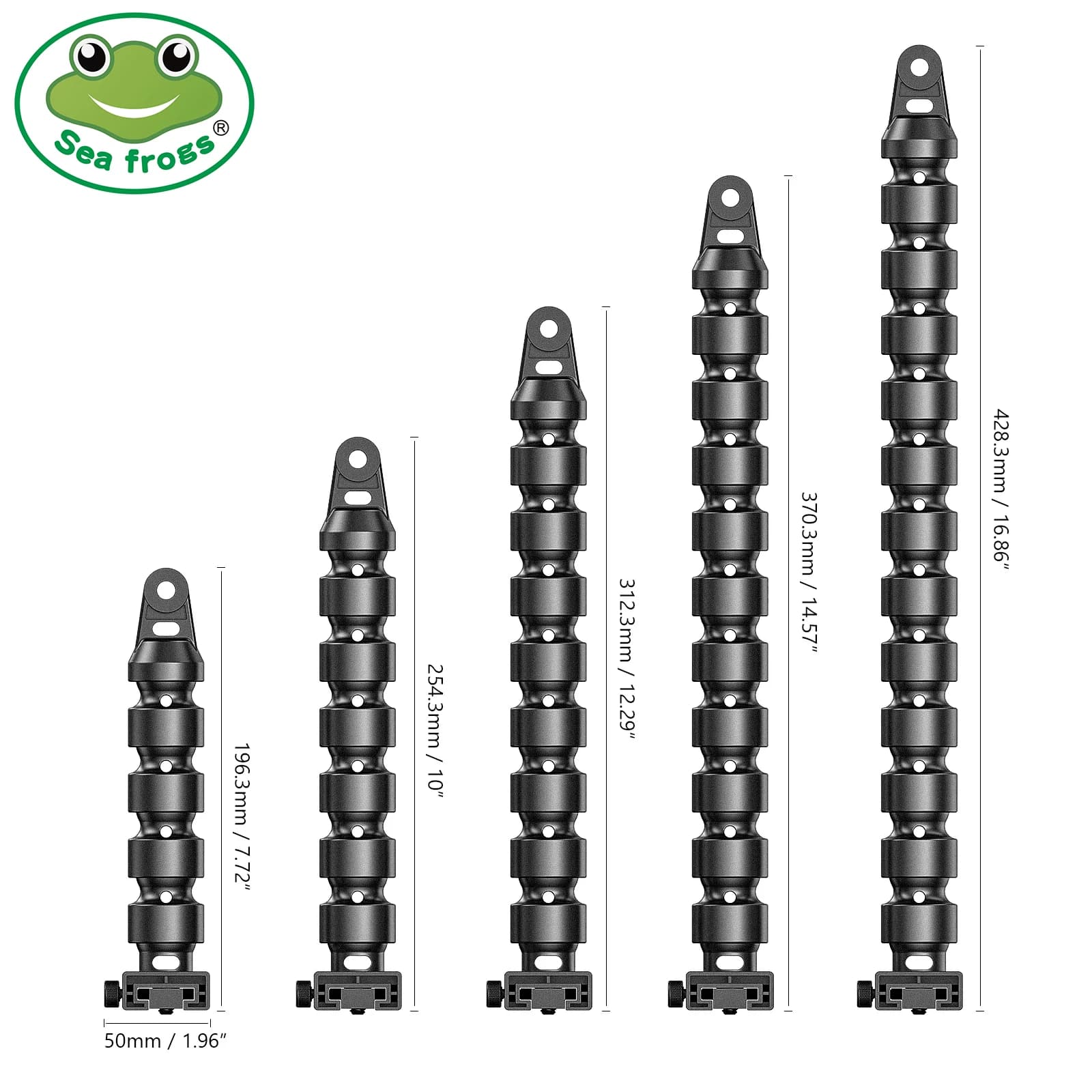 Braccio flessibile Seafrogs da 16,86 pollici (42,83 cm) per illuminazione subacquea per foto e video con adattatore YS + base fissa + piastra con scanalatura a T