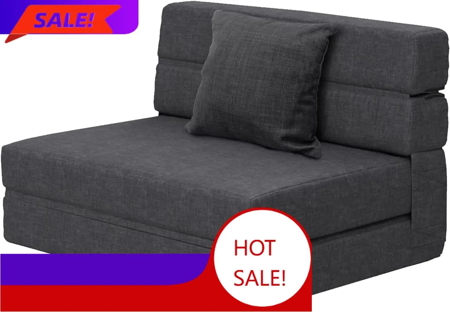 Divano Letto Pieghevole Bestseller con Materasso in Memory Foam e Cuscino, Poltrona Futon Trasformabile in Letto per Ospiti, Rivestimento Lavabile, Misura Singola