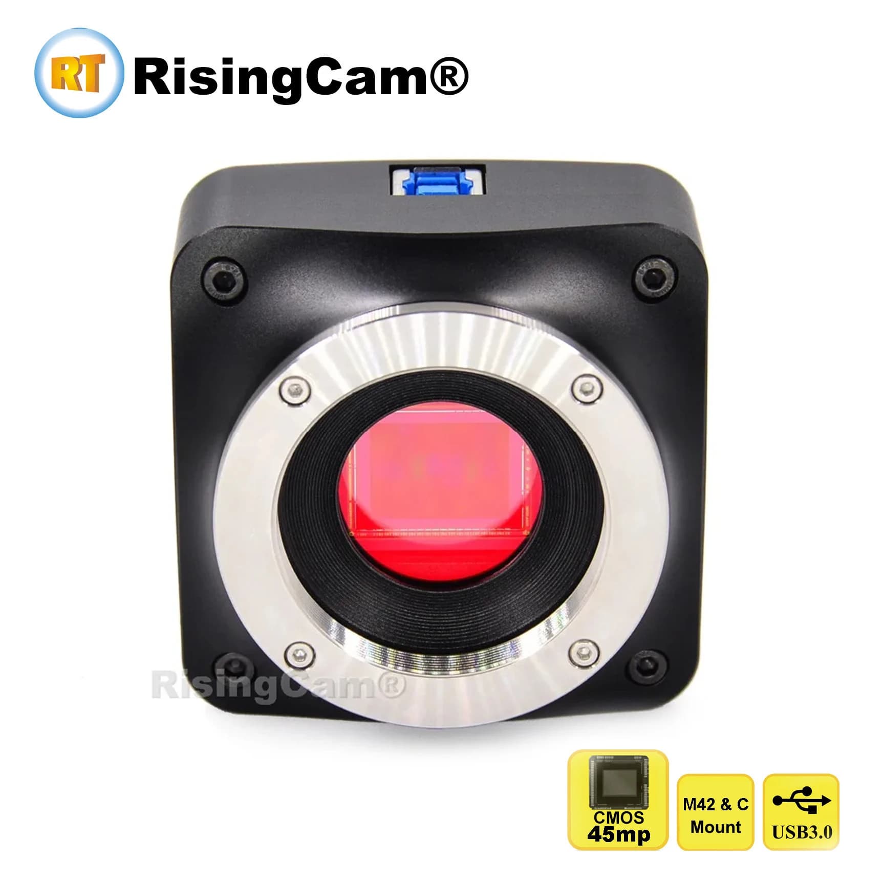 Fotocamera digitale RisingCam ad alta risoluzione 45MP con sensore CMOS IMX294 da 1,4 pollici e USB 3.0 per microscopio trinoculare a campo luminoso