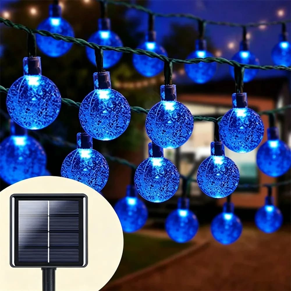 Luci Solari a Stringa per Esterni, Luci LED a Globo di Cristallo, Ghirlande Solari per Giardino, Natale, Matrimoni e Decorazioni per Interni ed Esterni