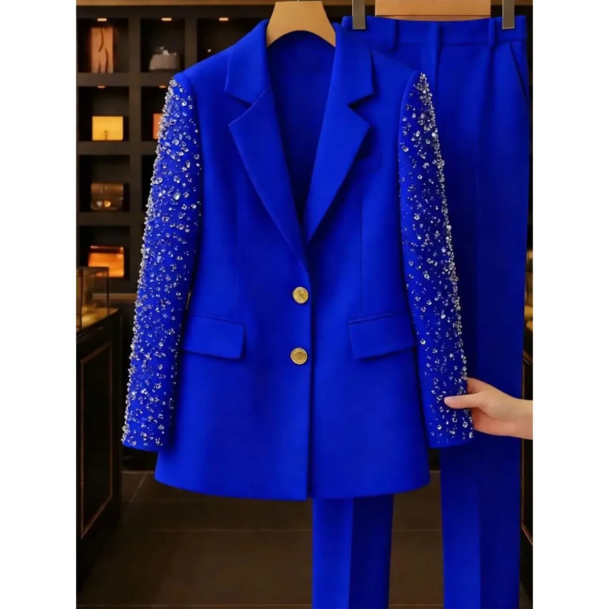 Abiti da uomo slim fit con diamanti, lussuosi set da 2 pezzi, smoking da sposo per matrimonio, blazer da uomo brillanti per ballo di fine anno, abiti da uomo personalizzati