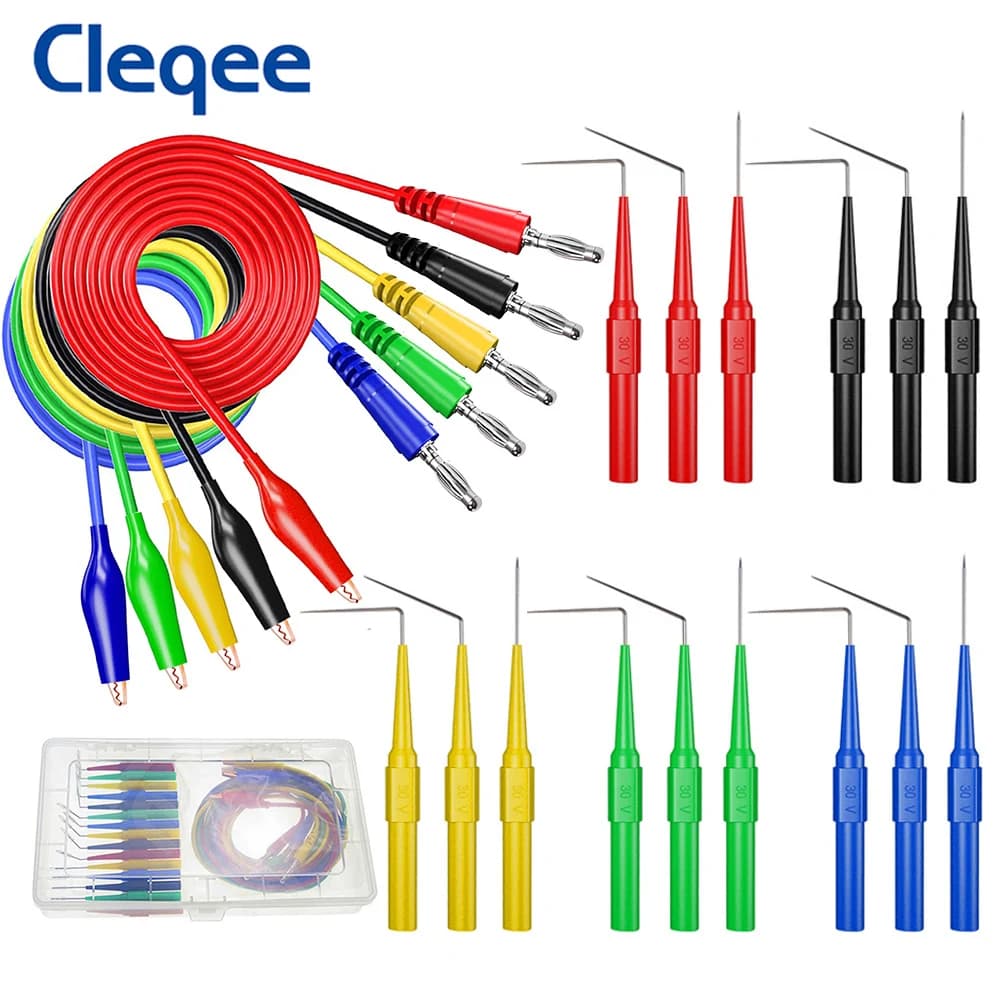 Cleqee P1920 Kit sonda posteriore automatica Clip a coccodrillo a spina a Banana da 4mm cavi di prova multimetro 10A strumenti automobilistici Set cavo in scatola