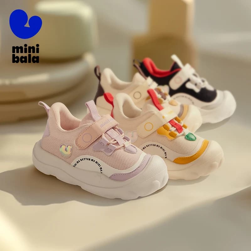 Mini Bala Children's Steady-walking Sneakers Unisex Kids Wide-toed Anti-slip Mesh Cloth Lightweight and Comfortable 2025 New