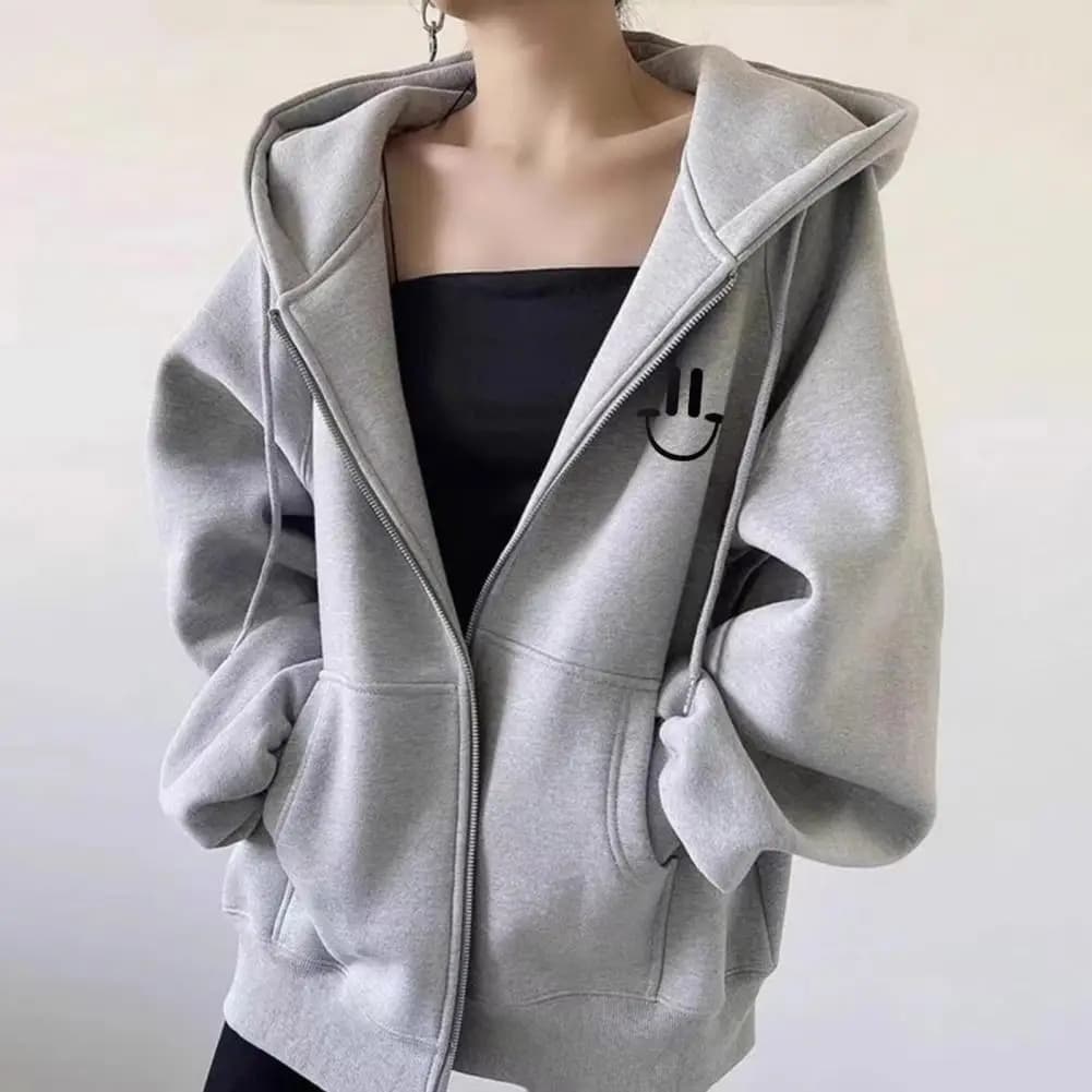 Women Winter Hooded Coat Thick Plush Lined Zipper Closure Drawstring Outerwear Long Sleeve Windproof Heat Retention Jacket